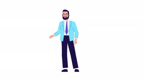 Animated Flat Design Businessman Presenting