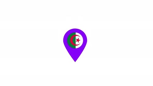 Animated 3D Location Pin with Algeria Flag