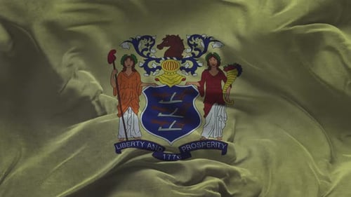 New Jersey Flag .Slow Motion Cloth Animation -3D Rendering