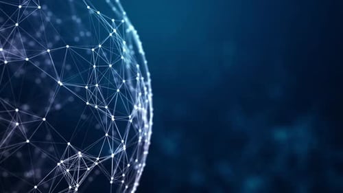 Abstract Futuristic Rotating Plexus Sphere Network Background