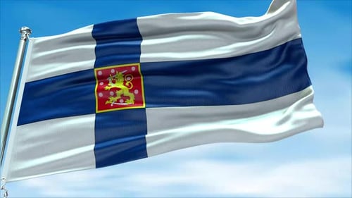 Waving Flag of Finland with Coat of Arms Animation