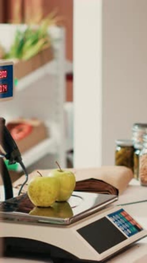 Vertical Video Local Farmers Market Cash Register with Electronic Scale