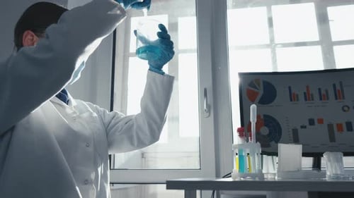 Experimental Chemical Laboratory Where the Scientist Performs Complex Analysis for Development of
