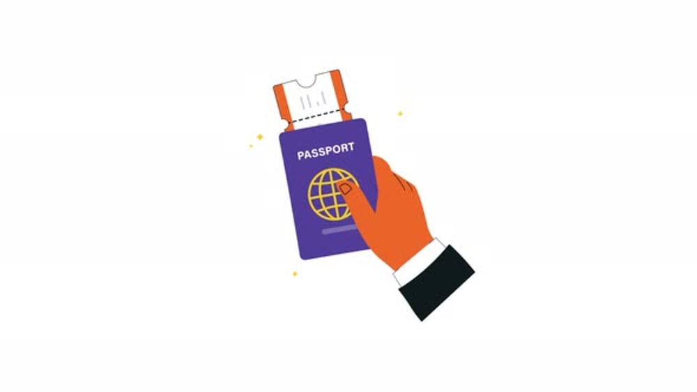 4k Hand Holding Passport with Boarding Pass Ticket. World Travel ...