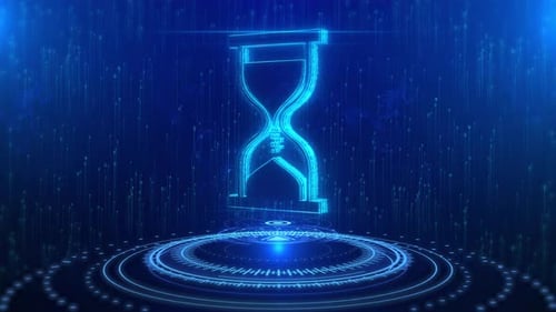 Loading Hourglass Text Cyberspace Future Digitale Technologie Hologramm-Konzept