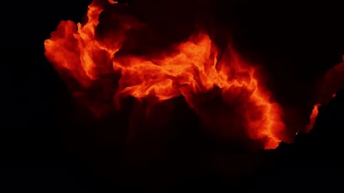 Majestic fire on a black background, slow motion, 4K.