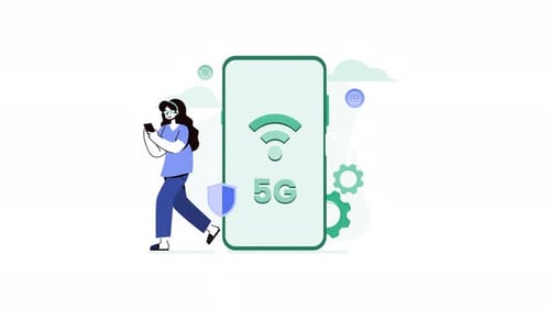 Wireless network animation 5g, connecting to wifi. Suitable for tech blogs, and mobile apps.