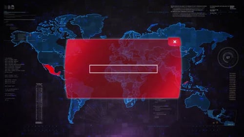 Global Digital Interface Showing Cyber DDOS Attack Warning