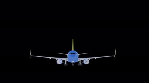 3D Animated Airplane Flying Towards Camera Transition