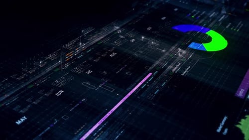 Futuristic Business Data Interface with Animated Graphs