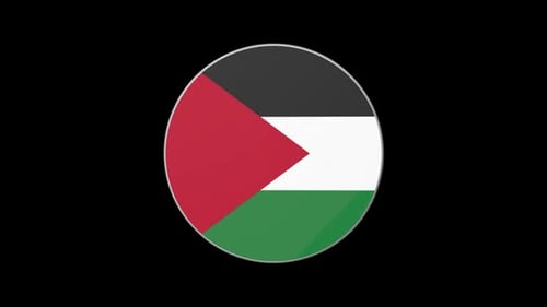 Palestine Flag Circle 3D Emblem Animation