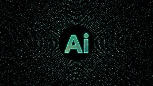Glowing AI Text Reveal with Digital Particle Animation