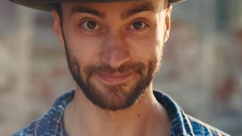 Handsome Man Smiling in Extreme Close Up