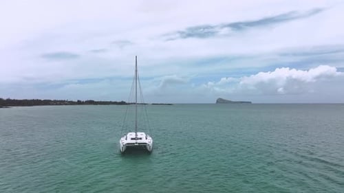 Catamaran In The Ocean On The Horizon, Mauritius