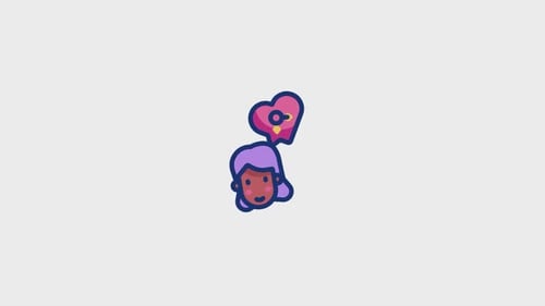 Animated Female Head with Heart and Gender Symbol Icon