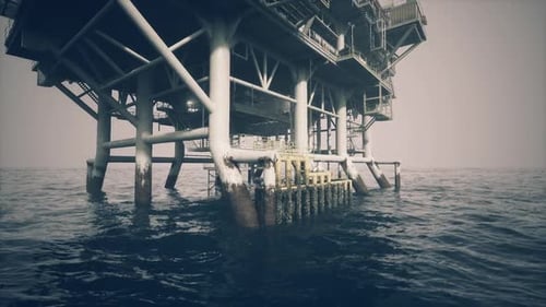 Remote Offshore Rig Casting Shadows Over Expansive Ocean Landscape