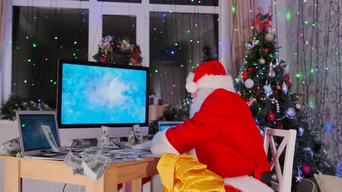 Santa Drops Money Illustrating the Act of Giving and Holiday Rewards