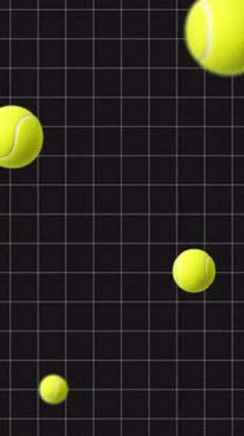 Floating Tennis Balls and Grid Animated Background