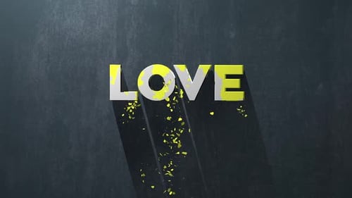 Dynamic Love Text Reveal with Particle Disintegration