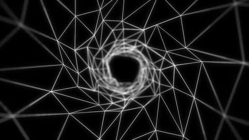 Abstract white color plexus tunnel background. Network connected data tunnel background animation .