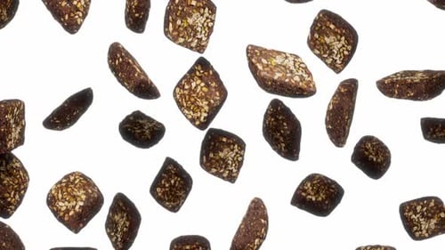 Endlessly Falling Black Seed Breads on White