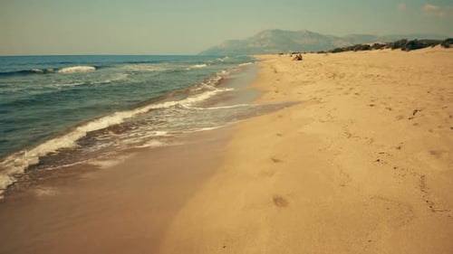 Sea Waves Washing Sandy Beach