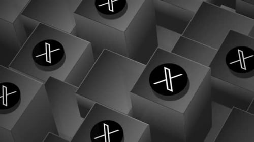 Geometric Abstract Cubes Background with Animated Symbol