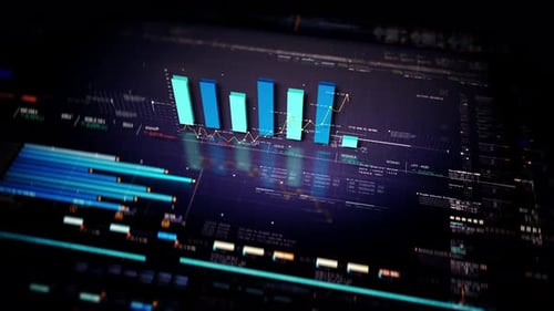 Futuristic Corporate Data Visualizations with Animated Graphs and Charts