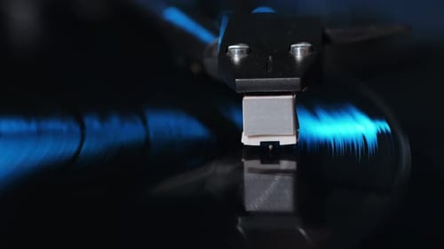 Close Up of Record Player Needle on Vinyl
