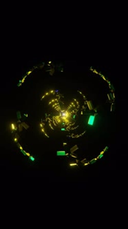 Vertical Video Neon Lights Twirl Rhythmically in a Psychedelic and Colorful VJ Loop Display