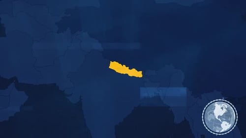 World Map Country Highlight Reveal with Digital UI Elements