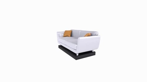 Sofa rotating in loop on white background