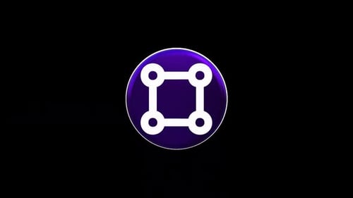 Modern Rotating Technology Icon in 3D Purple Sphere