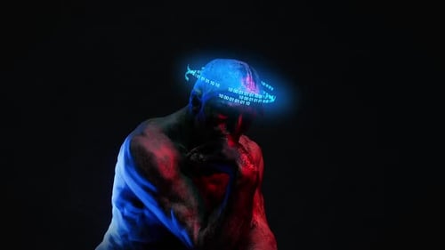 Thinker Statue With Digital Number