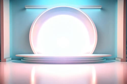 podium Futuristic showcase with platform for product displaying. Empty modern stage display