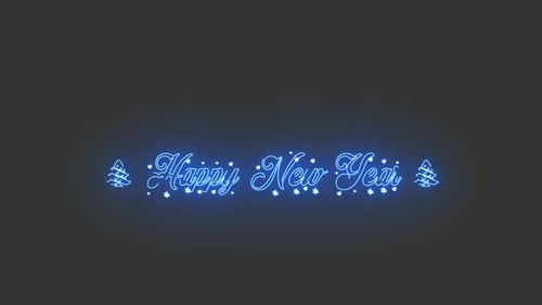 Neon Countdown with Happy New Year text 5 seconds