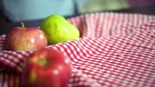 Homemade Apple Pie on Red Checkered Cloth
