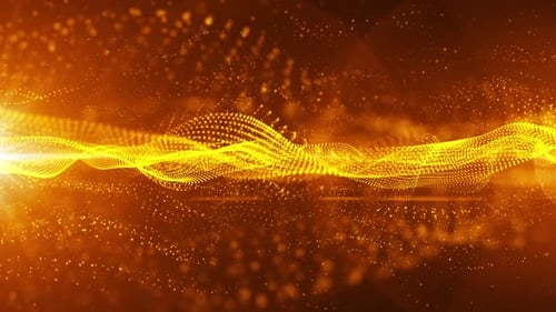 HD 3D animation. Abstract digital particles wave, Digital data network connections technology