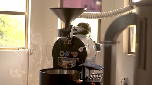 Coffee Roasting Machine in Sunlit Room