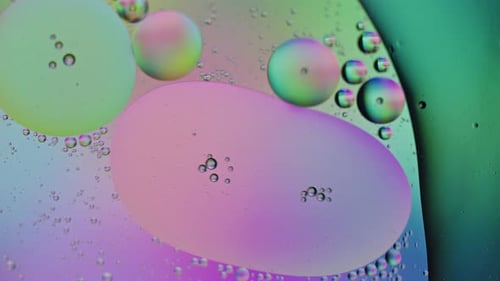 Abstract Colorful Organic Food Oil Drops Bubbles On Water Surface 093