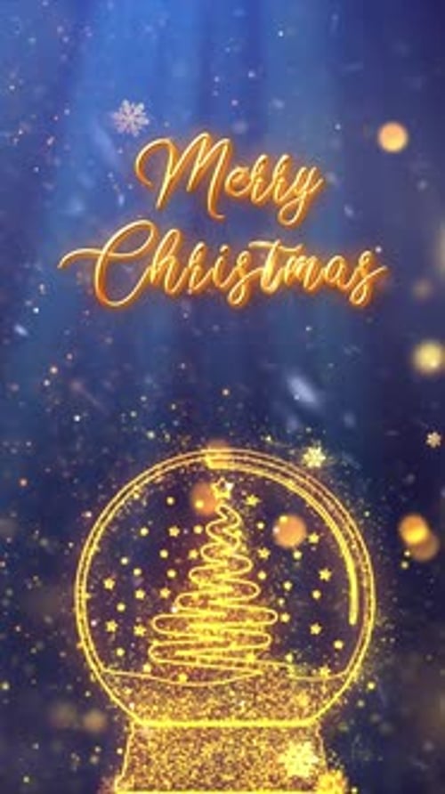 Sparkling Christmas Snow Globe Vertical Title Animation