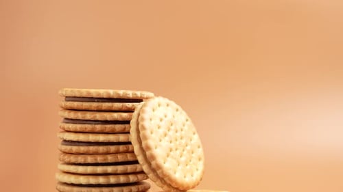 Stack of Chocolate Sandwich Cookies Close Up