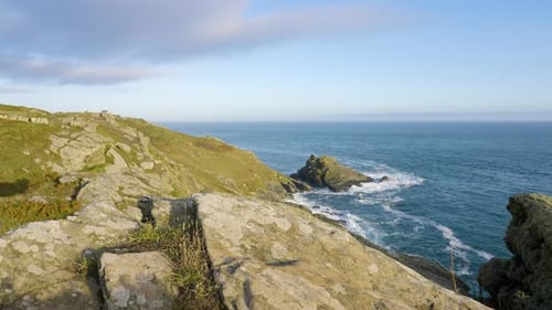 Spectacular English Coastline On Summer Evening With Warm Light