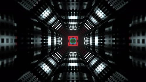 Multicolors Neon Techno Science Fiction Strobe Corridor Background Vj Loop In 4K