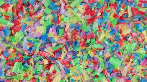 Microplastic Pollution Plastic Particles Top View Rotating Garbage and Trash Ecological Problems