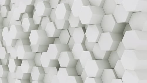 Sechseckige Wandperspektive, weiße Hintergrundtextur, Technik- oder Modekonzept.