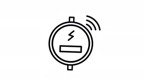 Animated Sketch Electricity Meter Icon With Wireless Signal