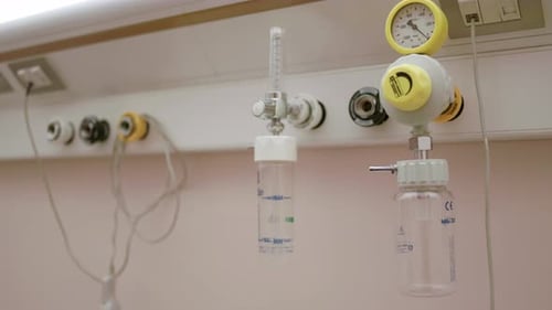 Close-Up View of Medical Oxygen Flowmeter: Essential Medical Equipment.