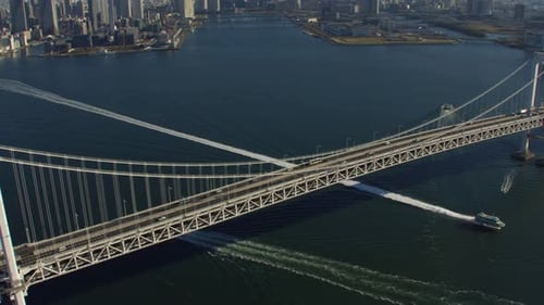 Tokyo, Japan Circa-2018. Aerial View of Rainbow Bridge, From Helicopter With