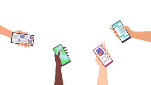 Arms Holding A Telephone Background